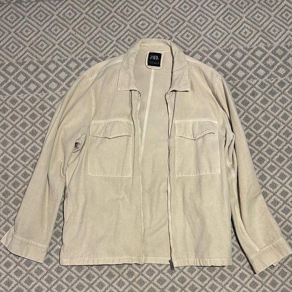 Zara Other - Zara Cream Lightweight Shirt Jacket with Long Sleeves and Casual Style
